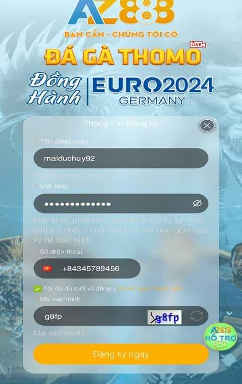 Nhập mã xác minh được hiện bên cạnh 